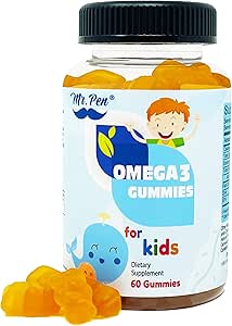 60 Gummies | 2 Months Supplies | Tasty Orange Flavor | 4+ Years | Omega-3 with EPA & DHA, Omega 3 for Kids, Omega 3 Gummies, Fish Oil Gummies, Omega-3 Fatty Acids Gummies