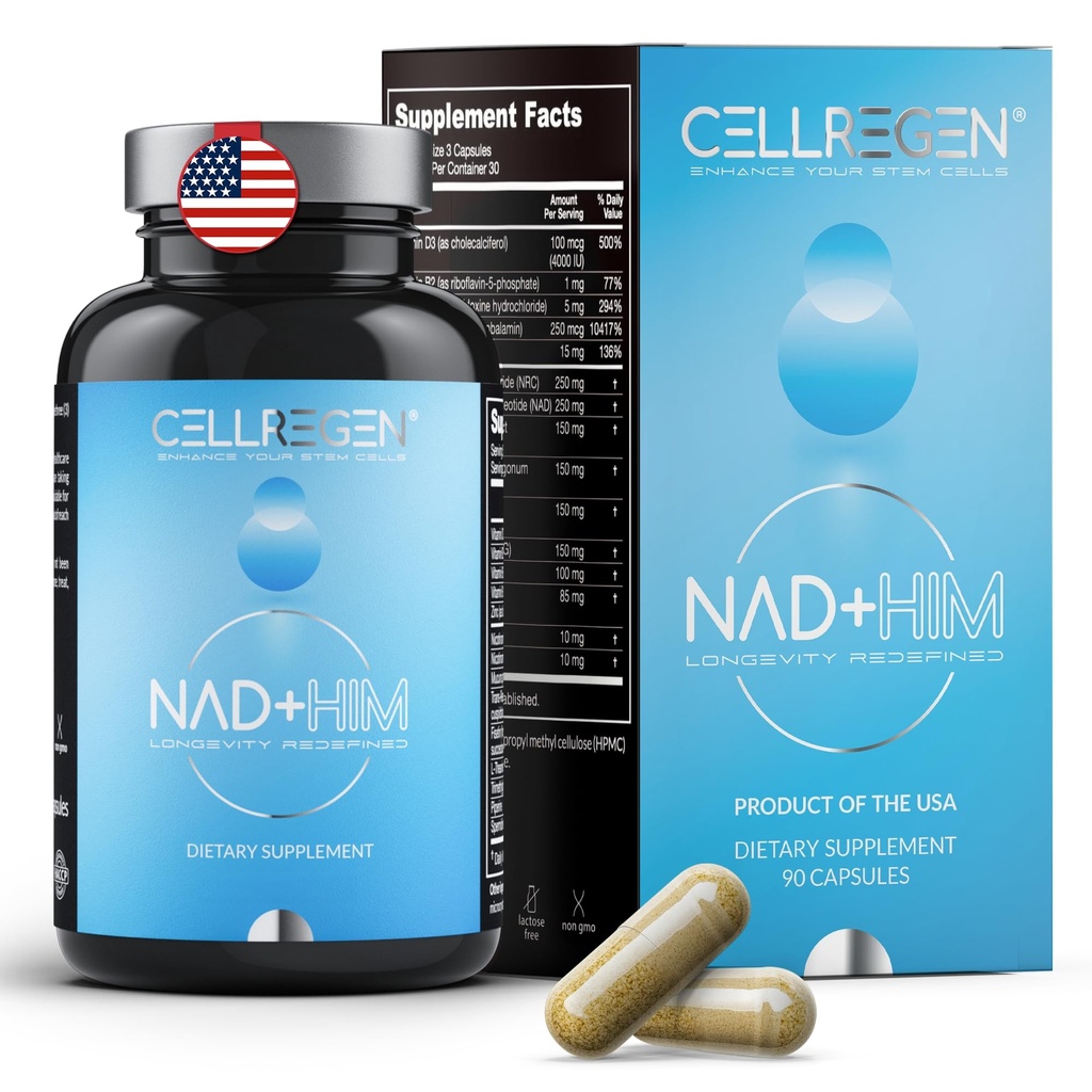 NAD HIM NAD Supplement Nicotinamide Riboside Wellness Formula, Help Restore NAD Levels, Support Testosterone Levels, NAD Supplement for Men, Non-GMO Gluten-Free, 90 Capsules