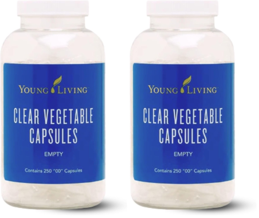 Young Living Clear Vegetable Capsules - 250 ct - Essential Oil Blends, Vitamins, Herbal Supplements, & Dietary Needs - Easy-to-Use, Vegan-Friendly, & Non-GMO (Pack of 2)