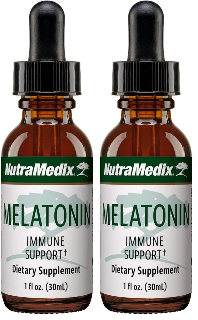 NutraMedix Melatonin Night Time Support Drops for Occasional Sleeplessness - Liquid Melatonin for Optimal Rest, Immune System & Mood Support - May Help with Feeling Groggy (1oz / 30ml) (Pack of 2)