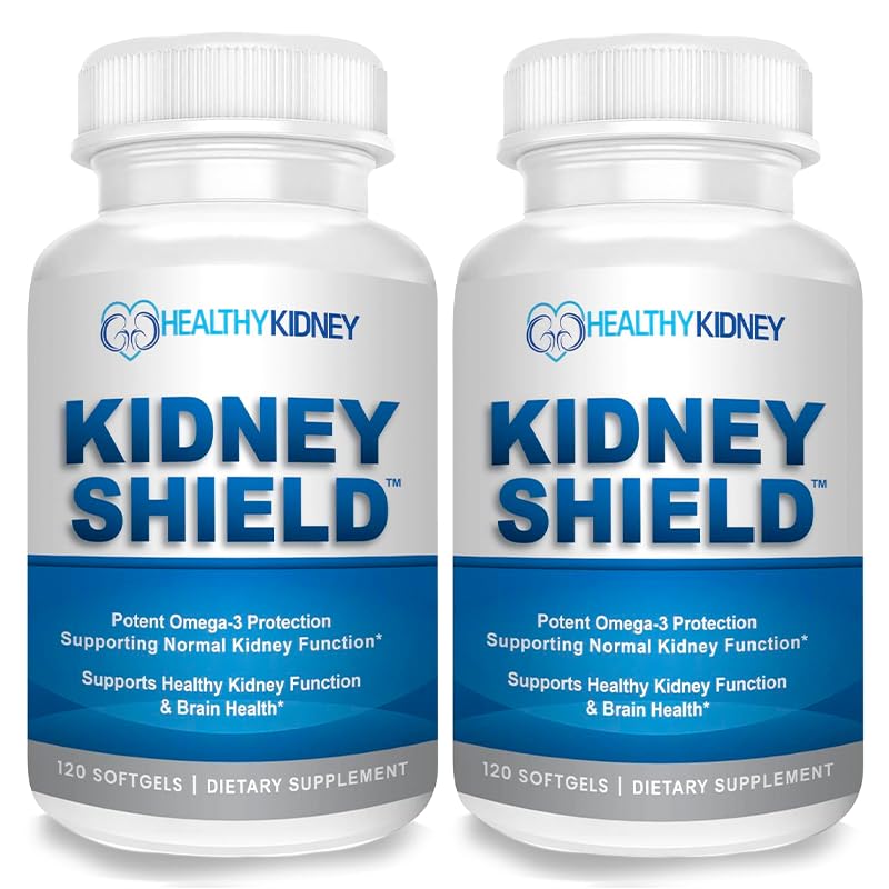 Kidney Shield 2-Pack Kidney Support Supplement Fish Oil Omega-3 Fatty Acid Renal Pills