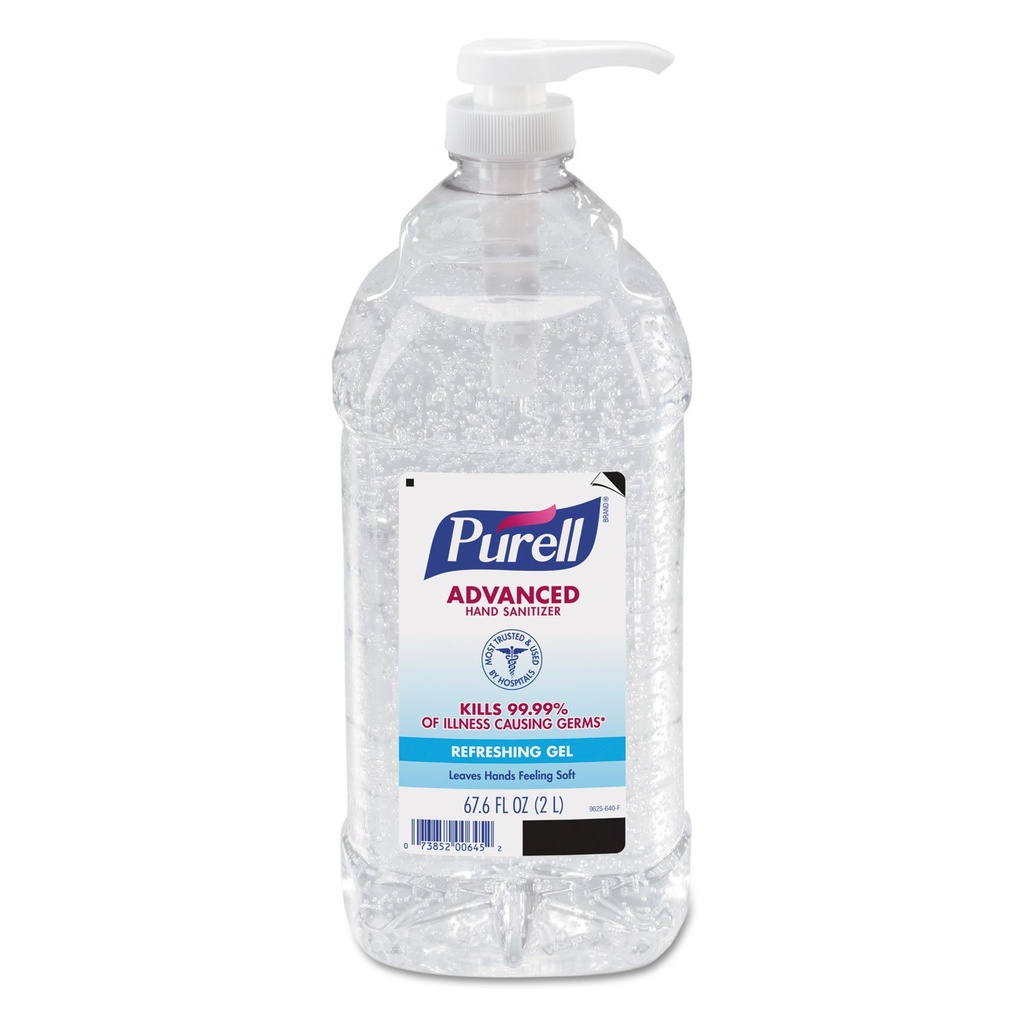 Purell Advanced Hand Sanitizer Refreshing Gel, Clean Scent, 2-Liter Pump Bottle (Pack of 1). 9625-04