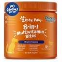 Zesty Paws Dog Multivitamin, Chewable Dog Vitamins and Supplements for Hip & Joints, Skin & Coat, Omega 3 Fish Oil for Dogs- Senior & Puppy Multivitamin- Chicken- 90ct