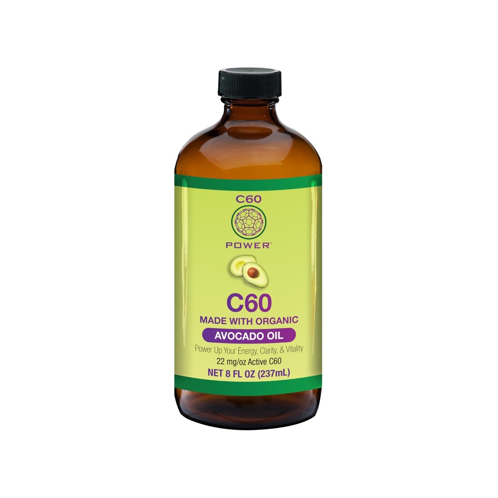 C60 Power - AVO 8-oz. - 有机Avocado Oil, 8 Fl Oz, 99.99%纯碳富勒内斯,抬高氧化负载,优化Mitochondrial函数