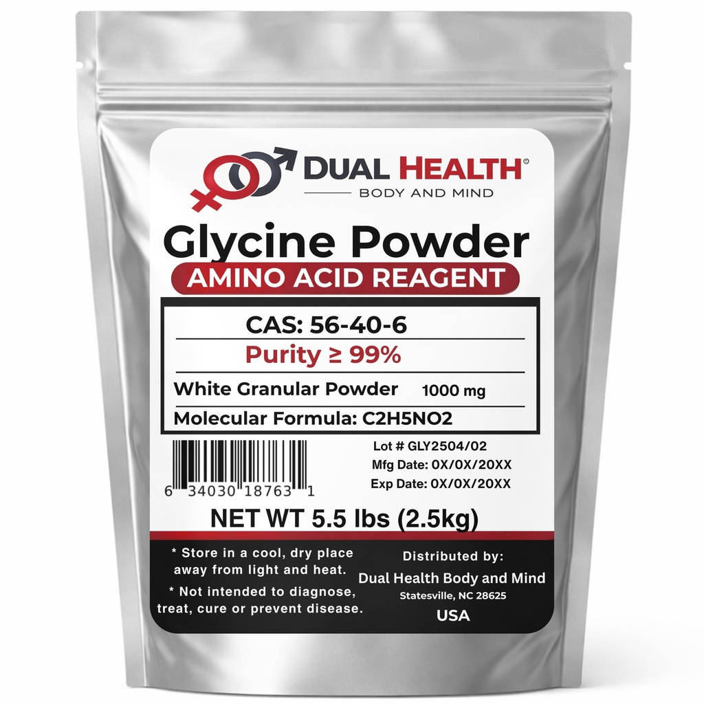 Glycine Powder (2500g/ 2.5kg/ 5.5 lbs) Pure Free Form Glycine Bulk Supplements, Sleep Amino Acid, Non-GMO, Gluten Free