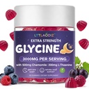 Glycine Gummies, Glycine Supplements 3g(3000mg) with Chamomile Extract 500mg & L-Theanine 200mg, Glycine for Sleep Gummies, Nighttime Relaxation, Sugar Free, Vegan, 60 Gummies