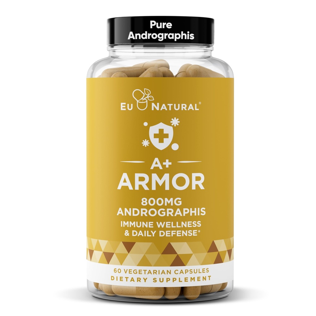 A+ 装甲 Androgis Pure 800 Mg – 健康免疫系统功能,身体健康,季节性保护的强势性能 – Full-Spectrum & 标准化 – 60 Vegan Soft Capsules