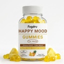 Happy Mood Gummies Natural Stress Relief Calm Mind Supplement with Saffron, Ashwagandha, L-Theanine Magnesium Glycinate Cortisol Balance Restful Sleep Support, Sugar-Free Pineapple Flavor, 60 Gummies