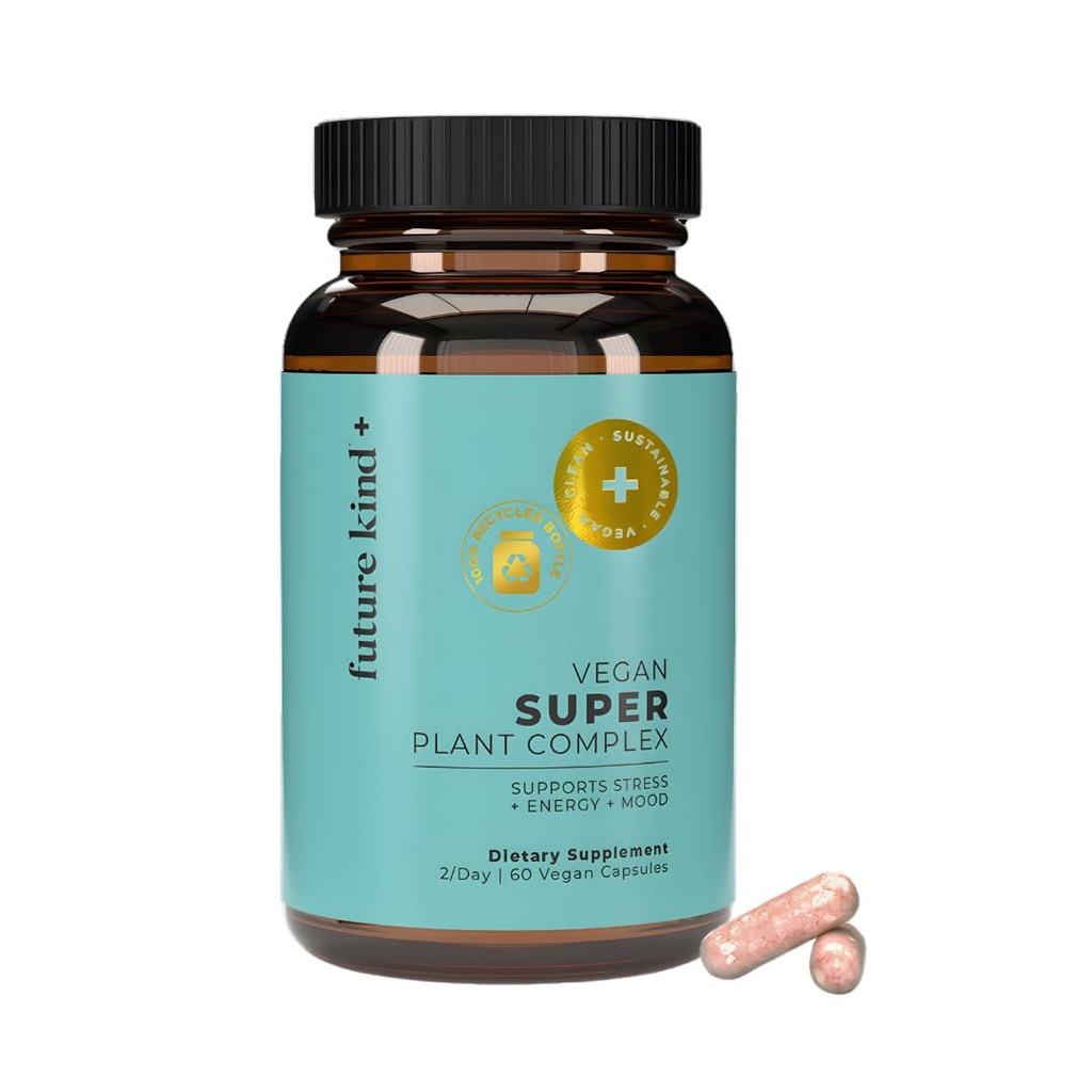 Future Kind - Super Vegan Formula with Lemon Balm, Ashwagandha Root Extract and Rhodiola Extract for Natural Mood Boost, Energy and Stress Support, 30 Capsules