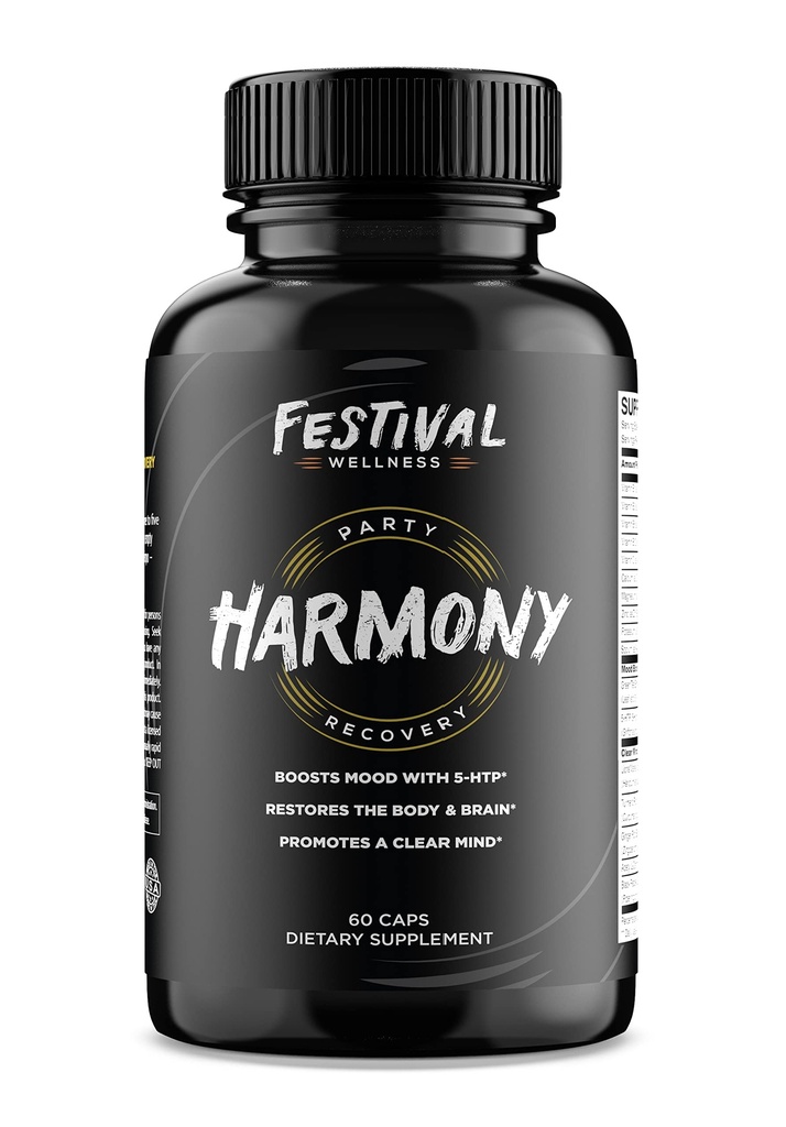 和谐:节日复苏 QQ后节日,狂欢,和党的复苏 补充QQ 5-HTP + Mood Boost, 补充B-维生素和电解剂,促进清晰的思维