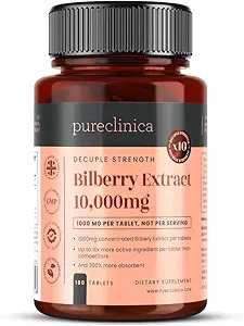 Pureclinica Bilberry 抽取 10,000 mg x 180 片(供应期为6个月)- 10X + 5 mg 黑椒/片