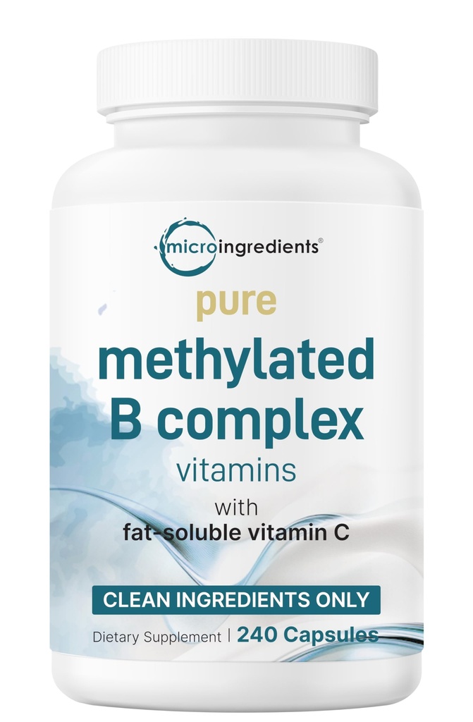 微成份纯甲基化B 复合体,240 Capsules → 11-in-1 配有 B12 , Thiamin, Folate, Inositol, Choline 和维生素 C → 支持能量, Mood & Nerve 健康 → 免费充电器,非GMO
