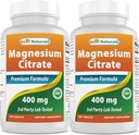 最佳天然镁(Citrato de Magnesio)400毫克 250块(元素镁每2块400毫克)(2)