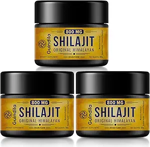 800mg Shilajit Supplement-Shilajit纯喜马拉雅有机体 Shilajit 抗药性最大,来自喜马拉雅的原件,有85+ Trace Minerals & Fulvic Acid for Focus & Energy, Immunity, 3 Packs
