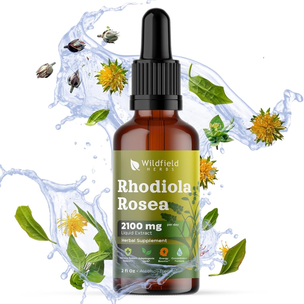 Rhodiola Rosea Rosea 根刺提取物 Drops 2100mg (Rhodiola rosea L.) 草药补充剂 比Capsules更好,供应1个月,84种服务,无酒精丁香 - 2 Oz,包装1