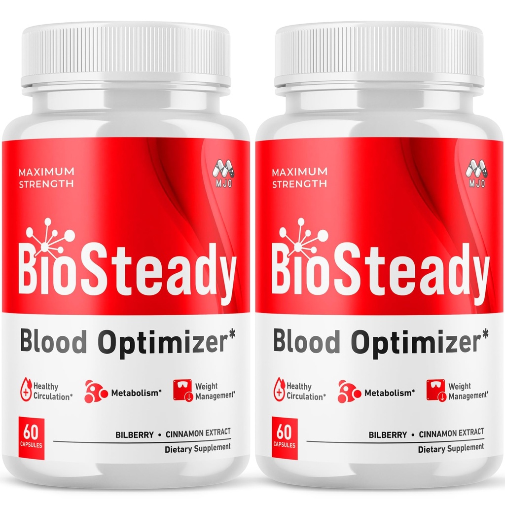 (2 Pack) Biosteady Blood Optimizer Capsules, Official Bio Steady Pills with All Natural Ingredients, Biosteady Advanced Health & Wellness Supplement with Maximum Strength Multivitamins (120 Capsules)