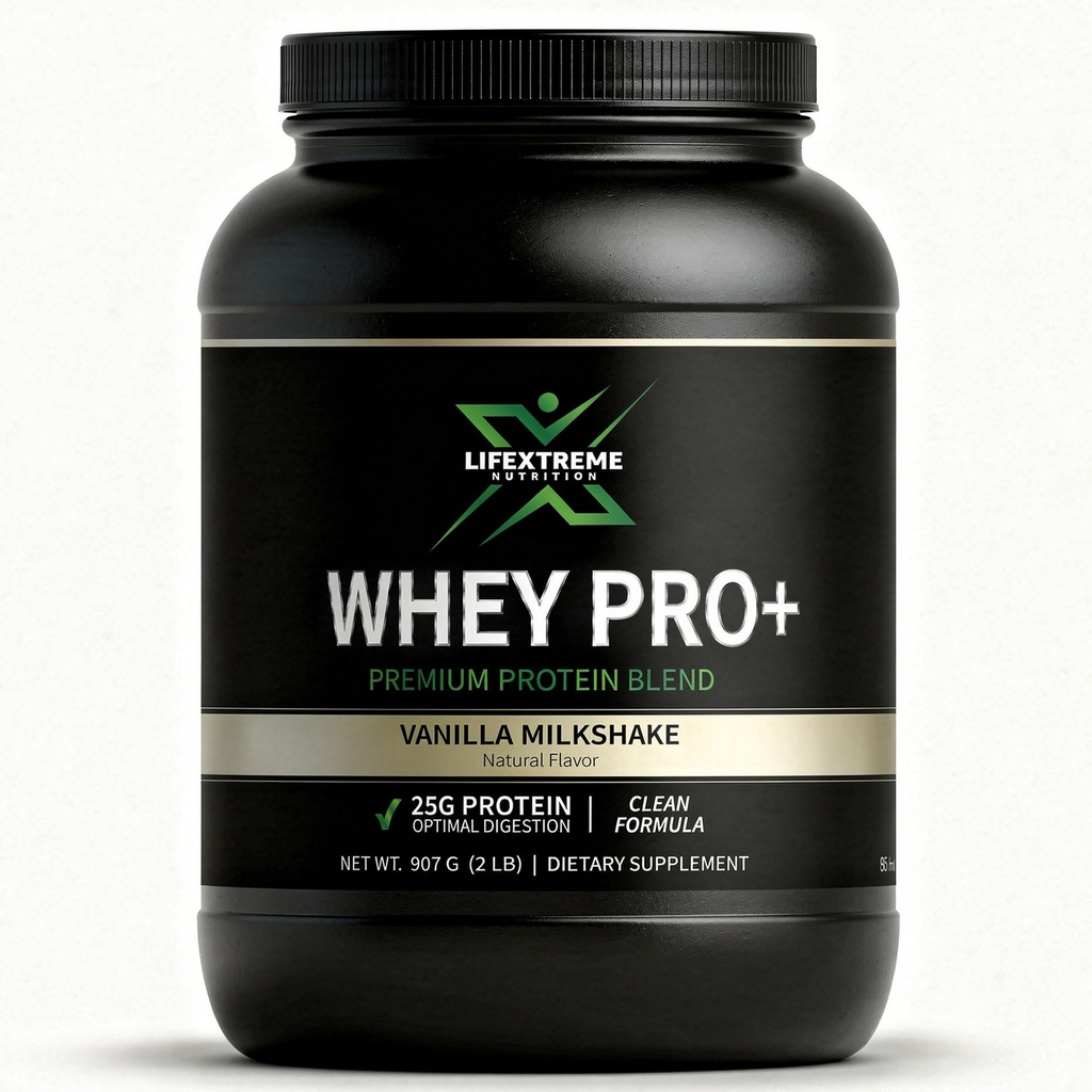 Whey Protein Powder, Vanilla Milkshake, 25g Protein Per Serving, Whey Isolate and Concentrate Blend, Digestive Enzymes, BCAAs, 27 Servings