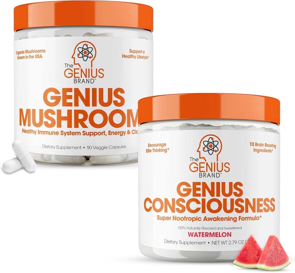 Genius Brand - Notropic Suppose Bundle - 蘑菇和意识 - 支持免疫系统,焦点,能量和大脑助推器