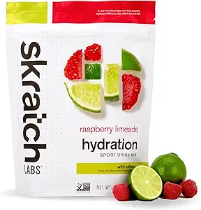 Skratch Labs 水晶粉 运动饮料 混合 电解质 锻炼 耐力 和性能 与咖啡因的Raspberry Limeade 20 services QQ 非GMO, Vegan, Kosher