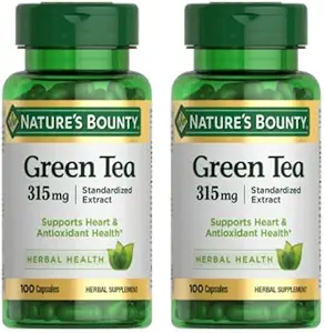 自然的丰盛绿色茶药和草药健康补充品,支持心与抗氧化剂健康,315mg,100 Capsules (Pack of 2)