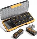 AM PM Pill 组织者 2 Times Aday, 7 Day Pill Box Weekly Pill 组织者用单独的容器旅行,可携带的每日药品计划者购买维生素、鱼油、补充品(黑金)