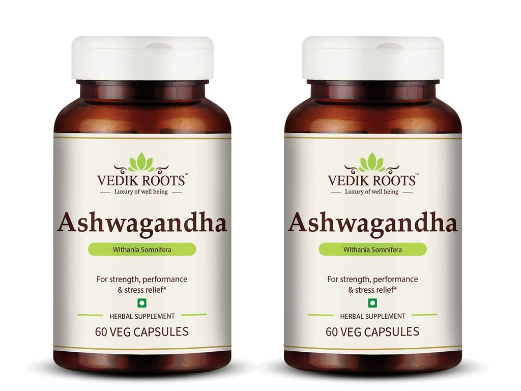 Ashwagandha Capsules for Strength, Performance and Stress Relief (60 Capsules) (Pack of 2)