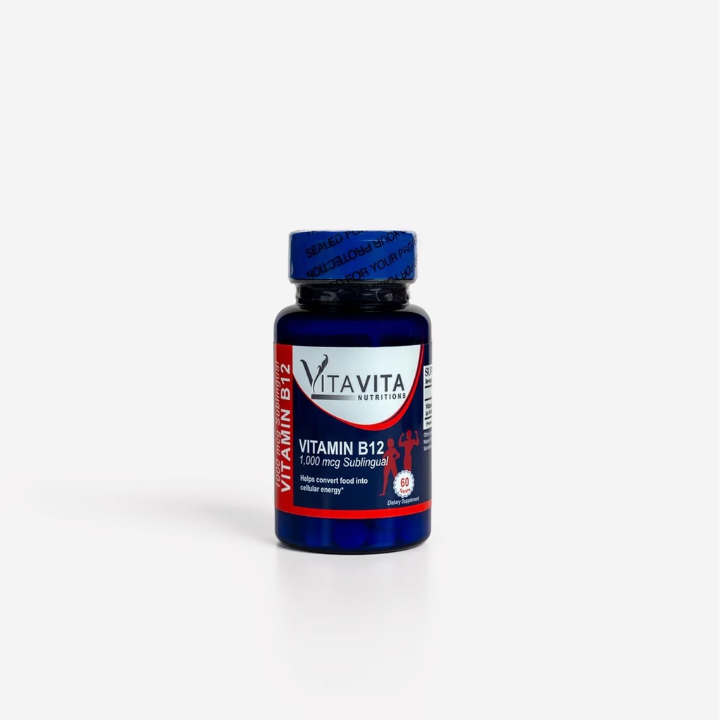 Vitamin B12 1,000 mcg Sublingual- Halal Certified, Vegan, Vegetarian, Gluten Free (60 Tablets)