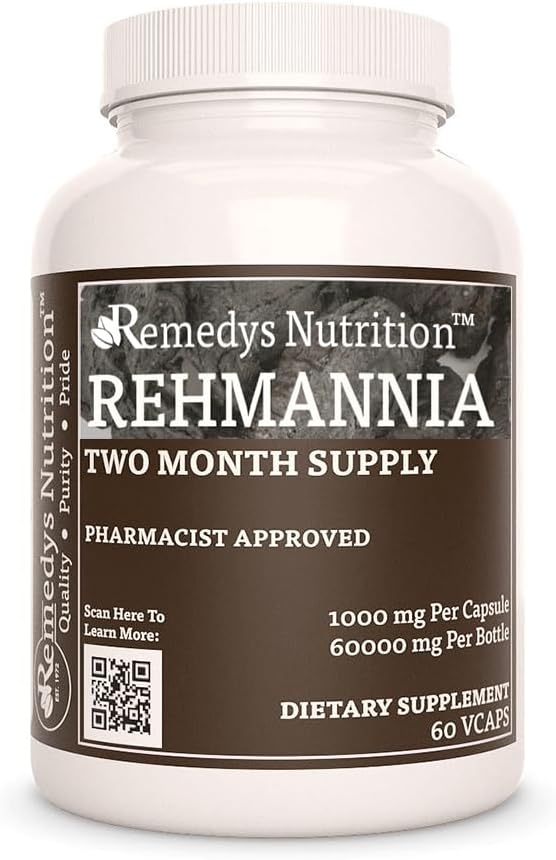 补救营养 Rehmannia 根 - 1 000 mg, 60 Vegan Capsules 草食补充 - 2个月供应