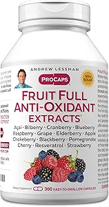 Andrew Lessman Full-Anti-Oxidant 节选 360 Capsules - 14 天然水果和莓节选. Bilberry、Cranberry、葡萄种子、石榴、Resveratrol和更多。