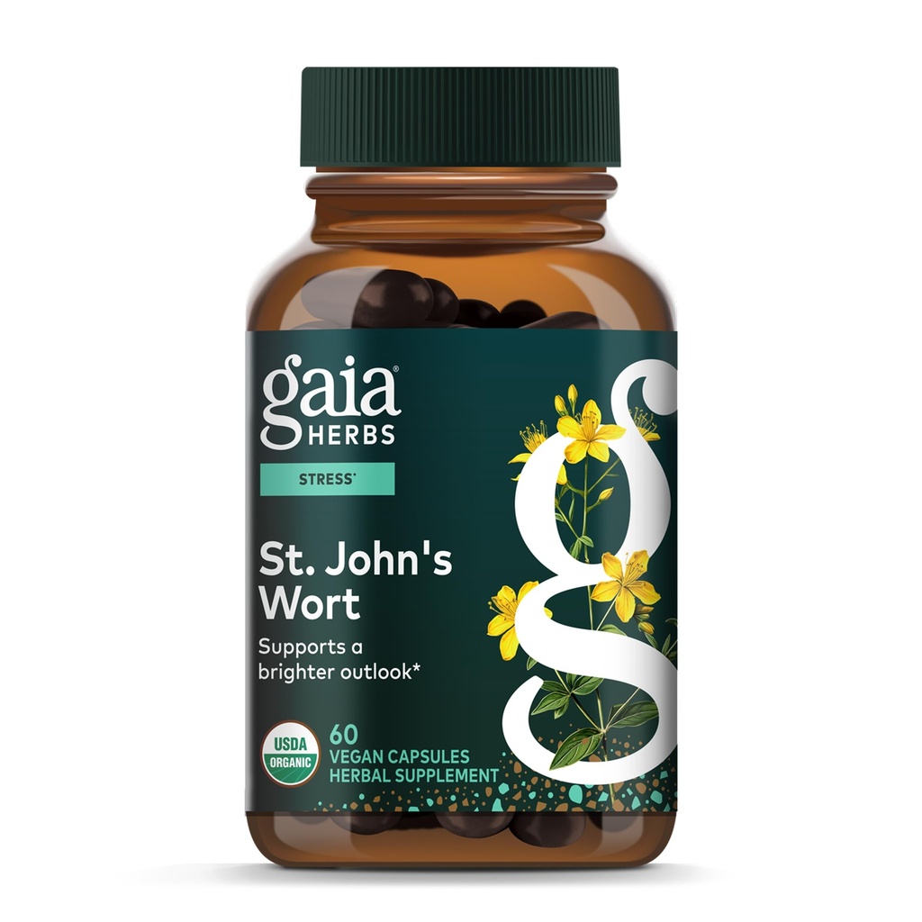Gaia Herbs St. John's Wort - 自然压力支持补编 - 与St. John's Wort - 60 Vegan Capsules (20日供应)