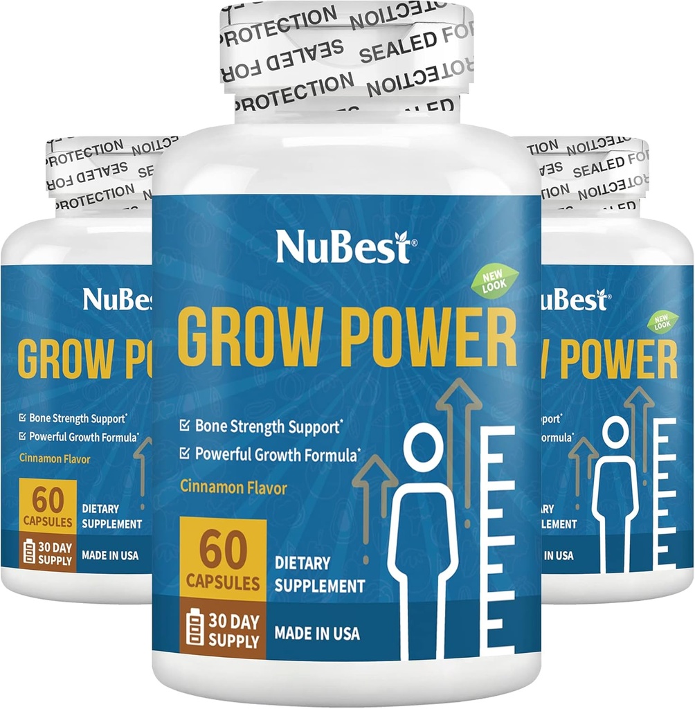 NBest Grow Power - 钙补充剂 - 镁补充剂,配有维生素D3,B6,锌,磷和强骨多维特敏,10岁++++++++++++++ 包装3