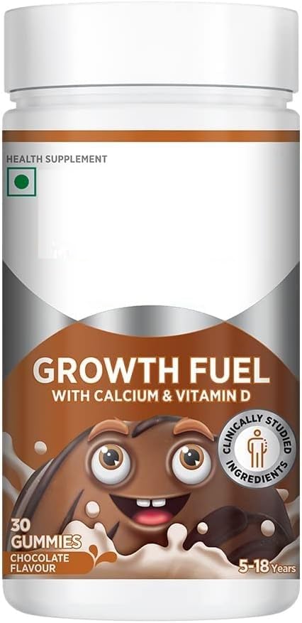 RJ Growth Fuel - 30 Gummies | Calcium & Vitamin D Support Overall Growth & Strong Bones (100% Veg) | World's #1 Multivitamin