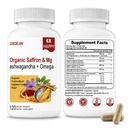 Saffron Supplements, 200mg Saffron Extract with Magnesium, Beetroot Powder, L-Theanine & Ashwagandha - Supports Mood, Sleep, Stress & Focus, Gluten-Free, Non-GMO, 120 Count, 2 Month Supply