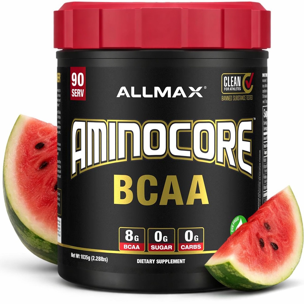 AlMAX 营养 AMINOCORE BCAA 粉末,8.18克氨基酸、室内和工作后恢复饮料,无糖、西瓜,945克
