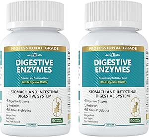 800mg 带亲生药和预生药的男女消化酶,8 关键酶, Protase, Amylase & Lipase → 180 Capsules - 一个60天的Bloating & Gas Relief - 非GMO