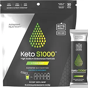 Keto S1000 电解质粉盒 → Keto 和 Paleo 友好 → 无糖,卡路里, Maltodexrin → 清洁 → 30 Citrus 盐水加固棒包装