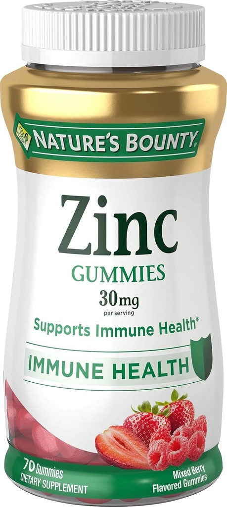 大自然的丰产锌 由大自然的丰产 30 mg 70 混合 贝里 Flavored Gummys 70 伯爵