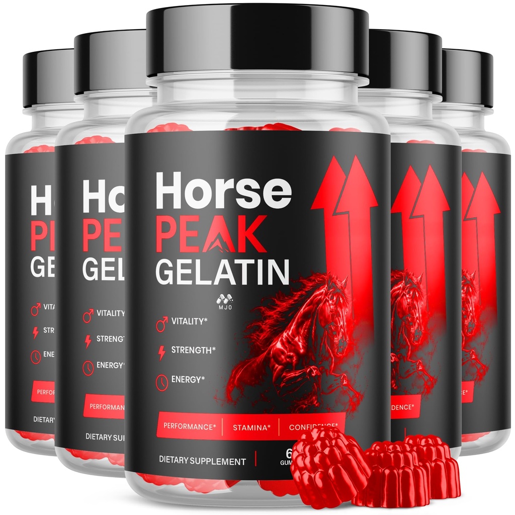 (5 Pack) Horse Peak Gelatin Gummies, Official Horse Peak Gummys with All Natural Ingredients, Advanced Formula Maximum Strength Supplement Natural Active Lifestyle Support Multivitamins (300 Gummies)
