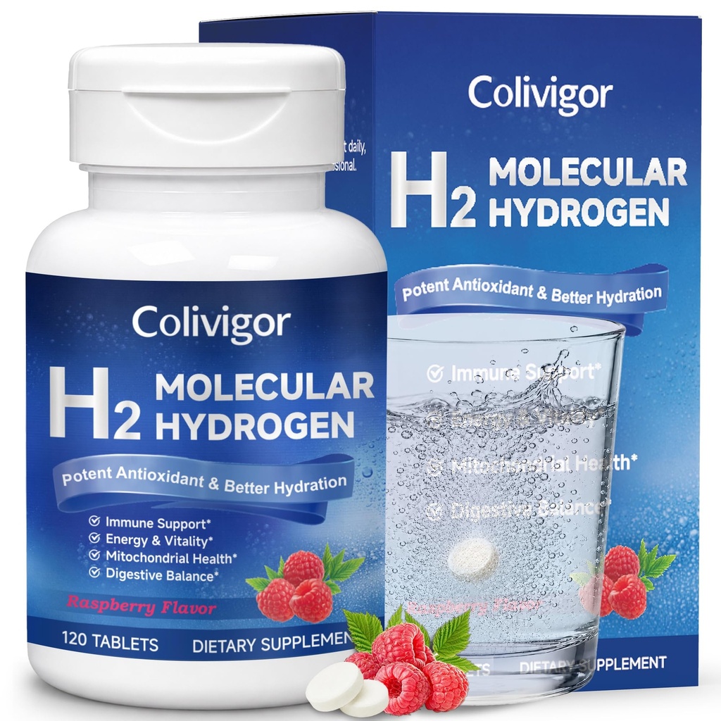 Hydrogen Tablets for Drinking Water, 120 Pcs H2 Molecular Hydrogen with Magnesium, 12ppm H2 Molecular Tabs, for Brain Health, Antioxidant & Cognitive Support, 120 Servings