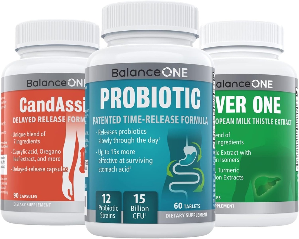 平衡 3个月 Kit + Probiotic, CandAssist, liver 1 + 15亿 CFU Probiotic + 自然清洁 与 Caprillic Acid + liver 支持 牛奶 硝酸
