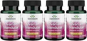 Swanson Ovarian Glandular - 促进妇女Glandula健康与平衡支持的自然补充 - 来源于Premium Bovine 组织支持健康 - (60 Capsules,每套250mg)(4包)