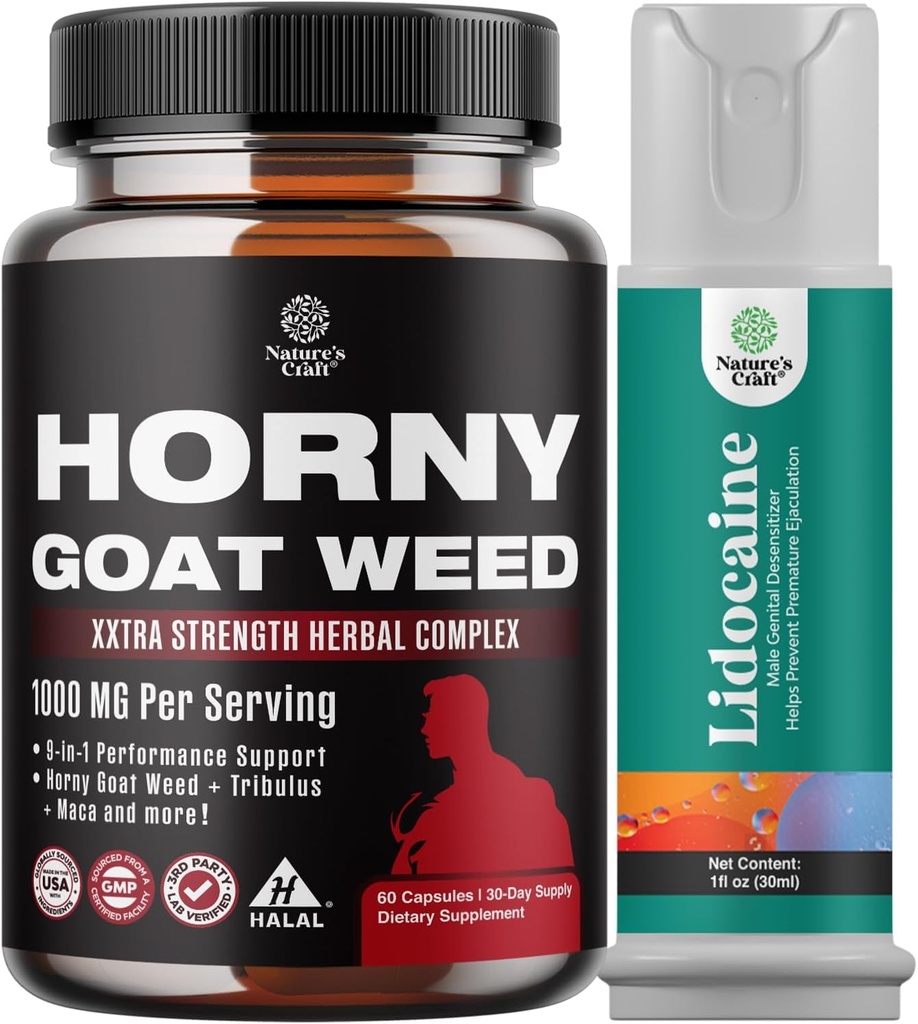 Horny山羊杂草提取复合体 男女增强能和 Stamina 和 Black Maca Root Capsules for Men - 激活驱动器 Mood & Energy Booster for Men