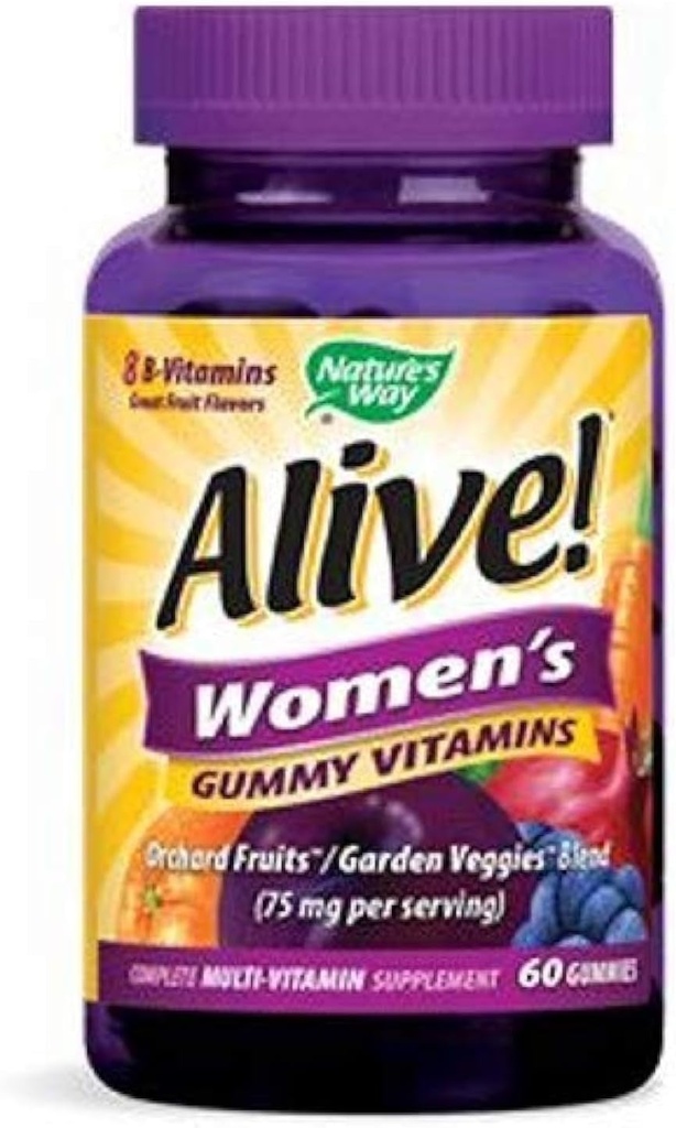 自然之道还活着! 妇女的多维他命、16种维生素和矿物、能源代谢*、毛皮和钉子*、蔬菜、混合莓花、60种古米(包装5月Vary)