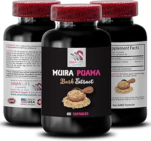 自然耐力提升 - Muira PUAMA BARK 提取 - 主动的Mindset支持, 增强常规,平衡的脚步混合, 植物协同能源, 能量优化器, 植物动力源 1 瓶 60 盖
