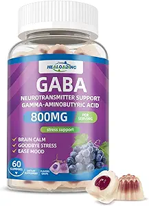 GABA Gummys Assupport for Nighttime Relaxion: 冷静支持L-Theanine, 5-HTP, 维生素D3, B12 & Ashwagandha - 压力缓解,大脑支持和Mood平衡 60 Gummys 30天供应