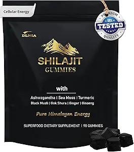 Shilajit Gummys与Ashwagandha、Turmeric-有机、零糖和Vegan-Friendly Himalayan Shilajit为男女服务——能源、平静、科蒂索尔、睡眠、免疫支持和整体健康