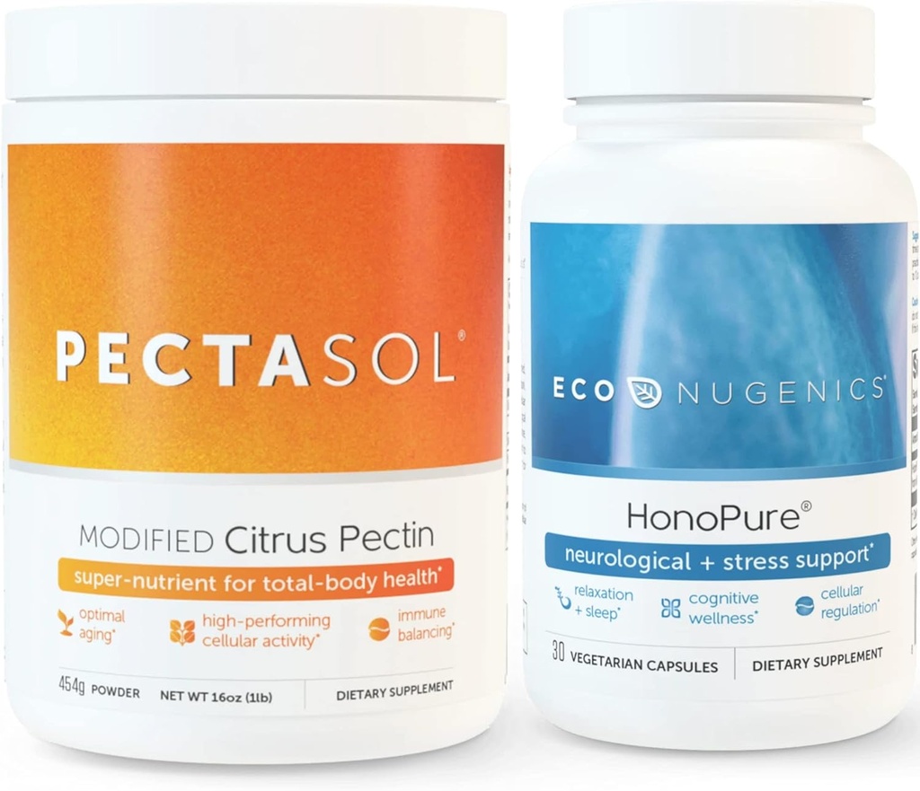 Eco Nugenics 绝缘细胞健康与免疫支持包 | HonoPure - Magnolia Bark 提取, 30 Capsules | PectaSol-C 改型 Citrus Pectin, 454 Grams Bundle