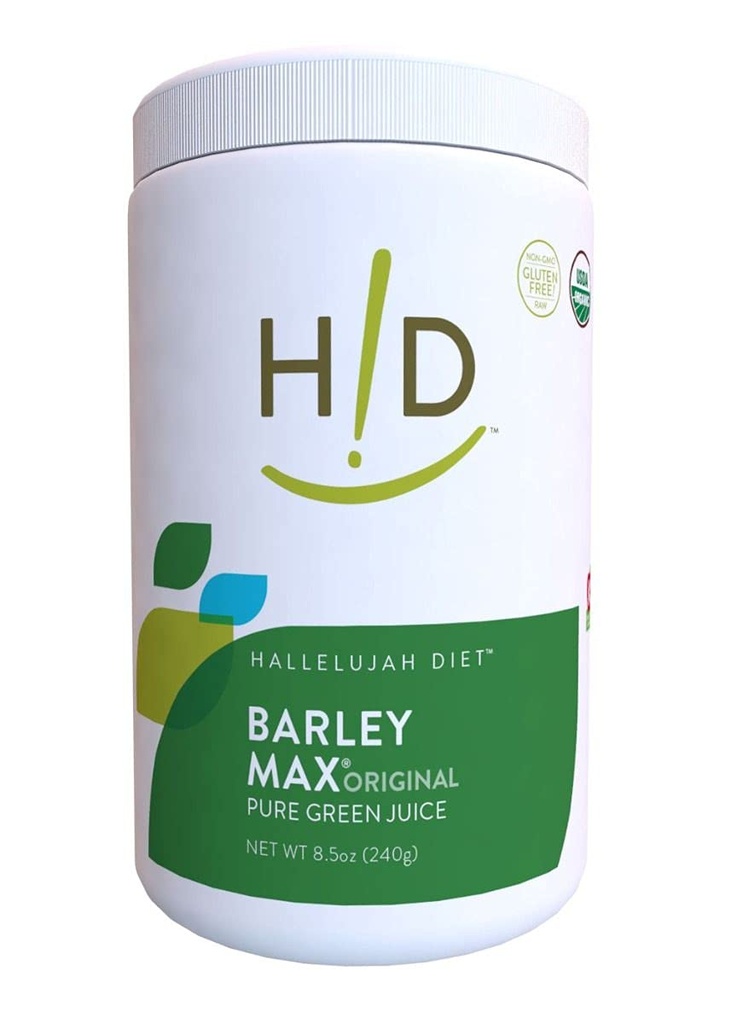 Hallelujah Dieit Organization BarleyMax - Barley Grass Juice和Alfalfa Juice Powder, Vegan 配方,植物饮食补充,健康食品,原,8.5 Ounce瓶(60天供应)