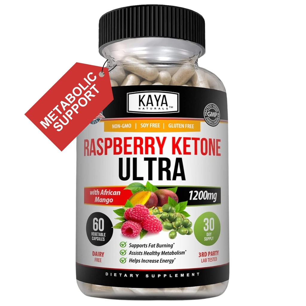 Kaya Naturals Keto Dieit Raspberry Ketone - 体重损失补充,Appetite控制,Boost代谢 - 60 计数