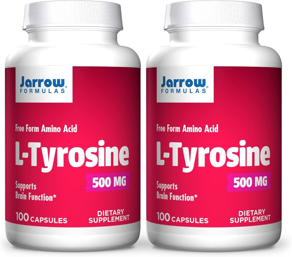 Jarrow Formats L-Tyrosine 500 mg - 100 Capsules - 支持脑功能 - 脑神经递质前体 - 自由形态 氨基酸 - 含有纯晶体 L-Tyrosine - 100 services